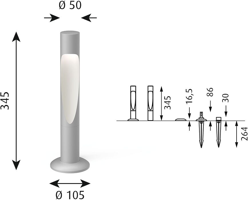 Flindt Φωτιστικό Κήπου LED, 2700K, 34,5 cm, καφέ, με βάση στήριξης και αντάπτορα