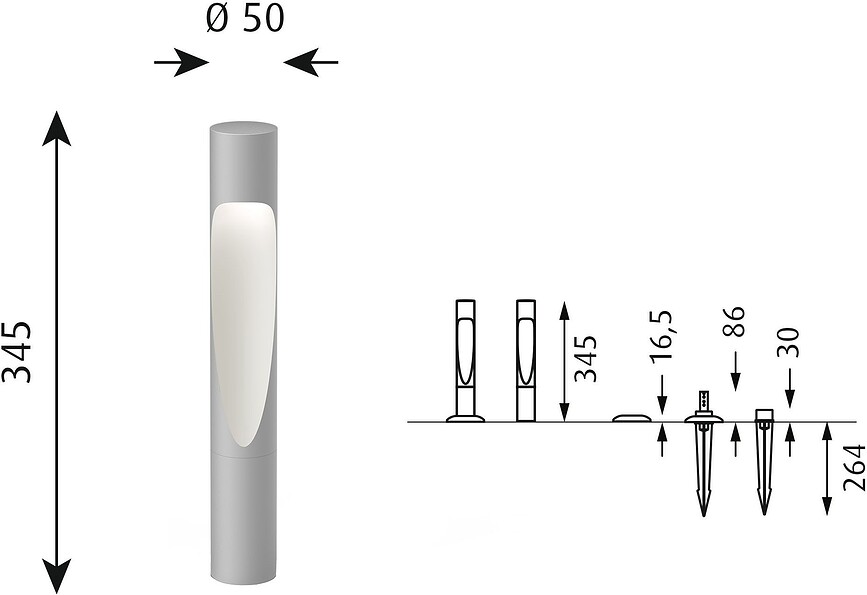 Flindt Vrtna svetilka LED, s količkom in adapterjem, 2700K, 34,5 cm, rjava