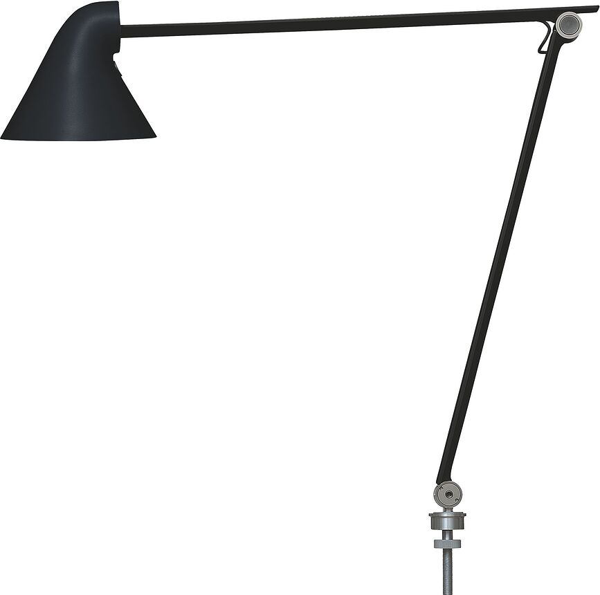 Galda lampa birojam NJP LED 3000 K ar 10 cm diametra galda virsmas stiprinājumu melna