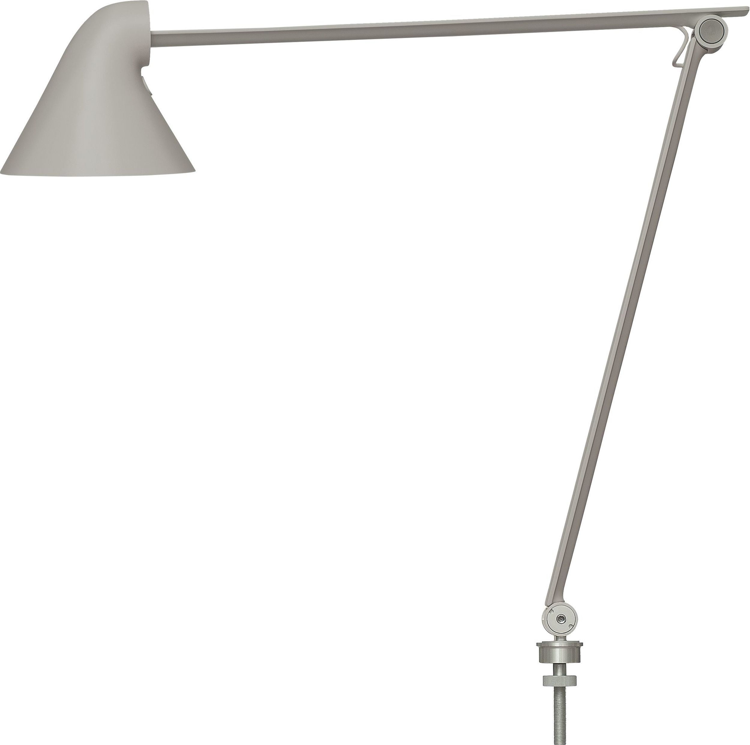 Lampa biurkowa NJP LED 2700 K jasnoszara z mocowaniem do blatu o średnicy 40 cm