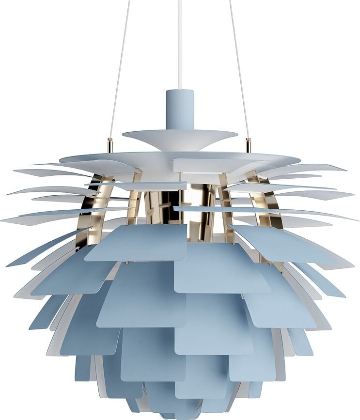 Lampada a sospensione PH Artichoke 60 cm celeste, ottone