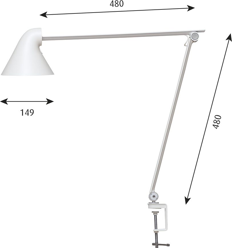 Lámpara de Escritorio LED NJP, 3000 K, blanca, con soporte lateral para mesa