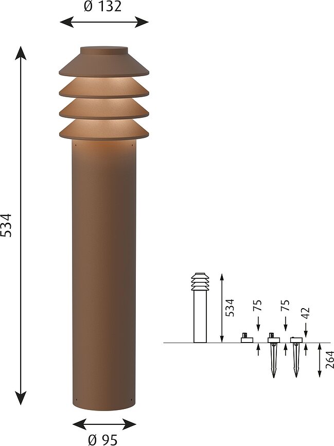 Lámpara de Exterior LED Bysted, 4000K, L, gris, con fijación de ancla y adaptador