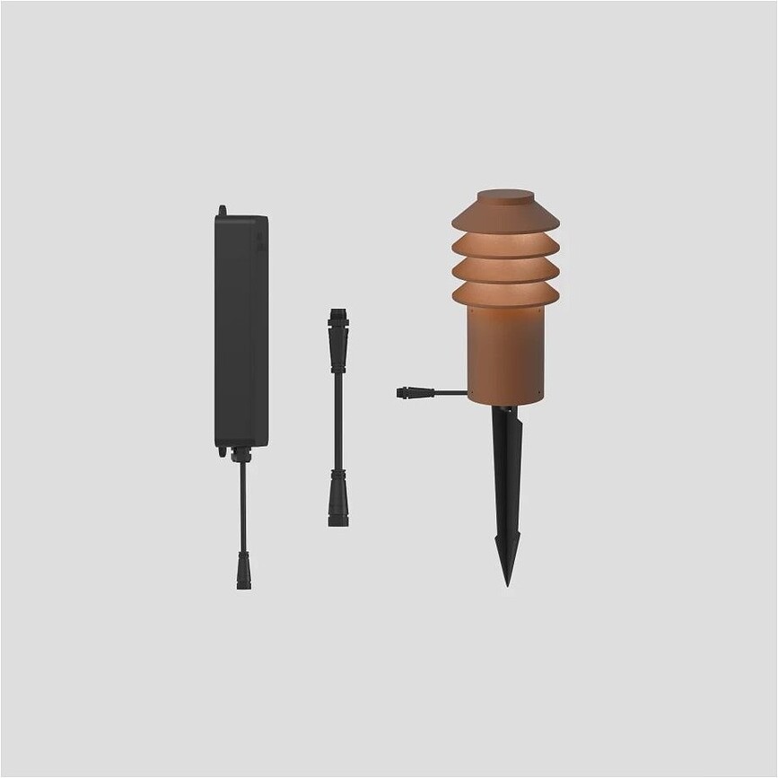 Lámpara de Jardín LED Bysted, 4000K, modelo S, gris, con anclaje y adaptador