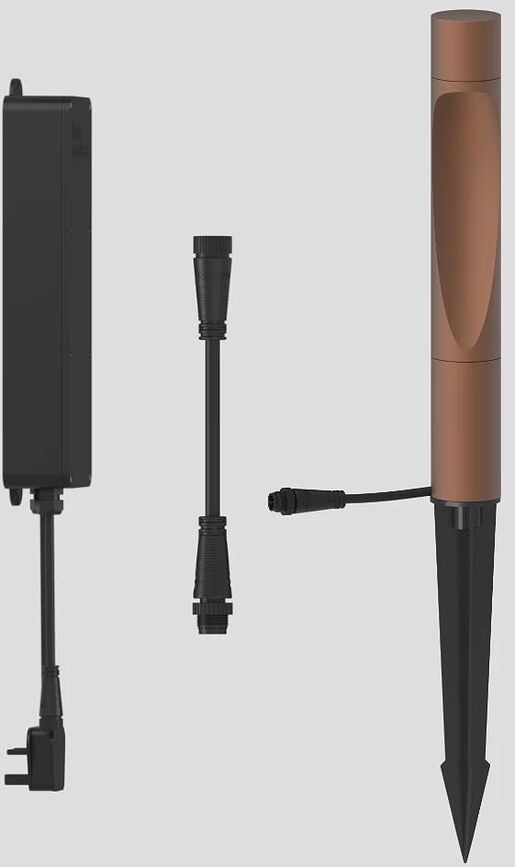 Lámpara de Jardín LED Flindt, 69,5 cm, 2700K, marrón, con estaca y adaptador