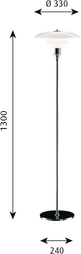 Lámpara de Pie de latón PH, 33 cm, con pantalla de cristal