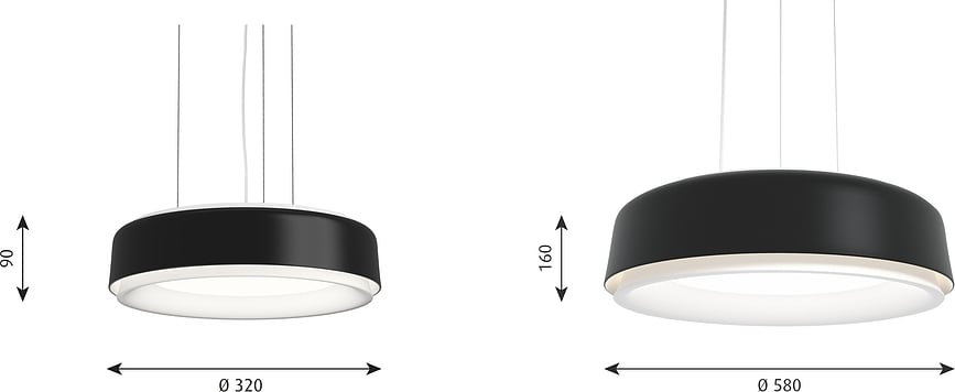 LP Grand Suspended Suspension LED, 4000K, Ø 32 cm, noire, dimmable par coupure de phase