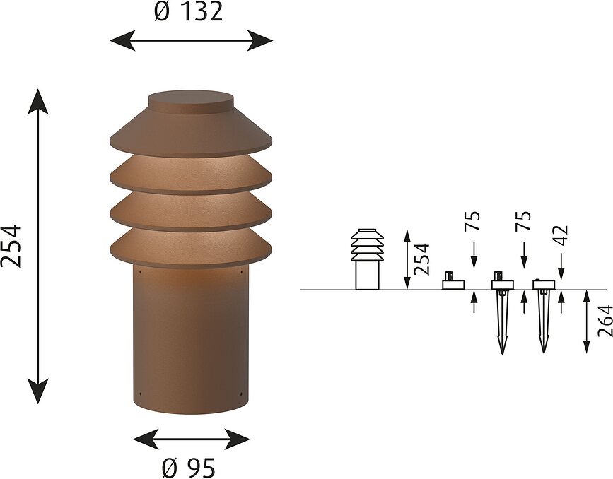 Lámpara de Jardín LED Bysted S, 4000K, gris, con soporte de base y adaptador