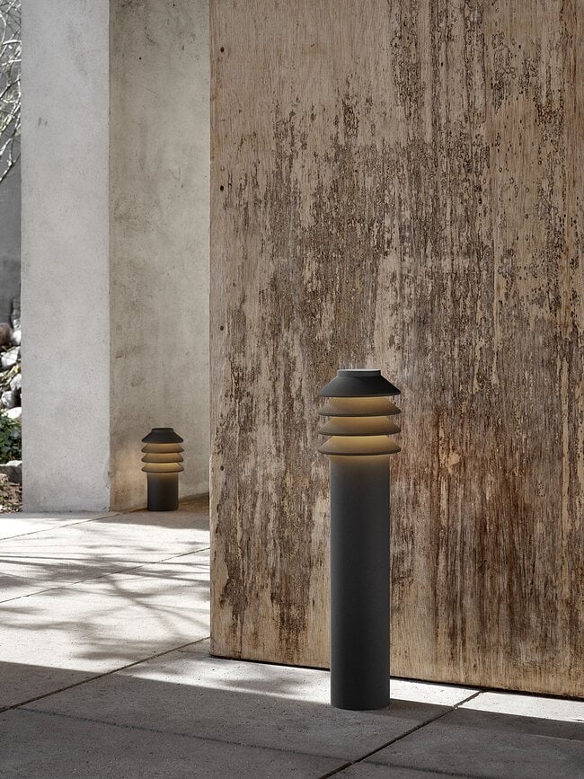 Baliza de Exterior LED Bysted, 4000K, talla S, gris, con estaca y adaptador