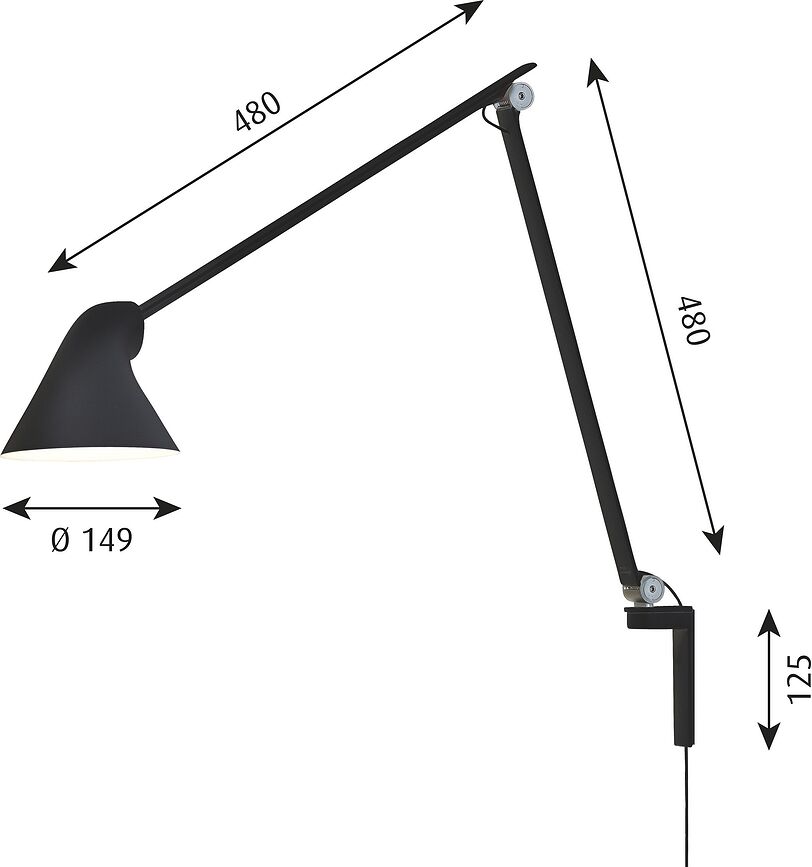 NJP Applique Murale à bras articulé LED 3000 K, gris clair