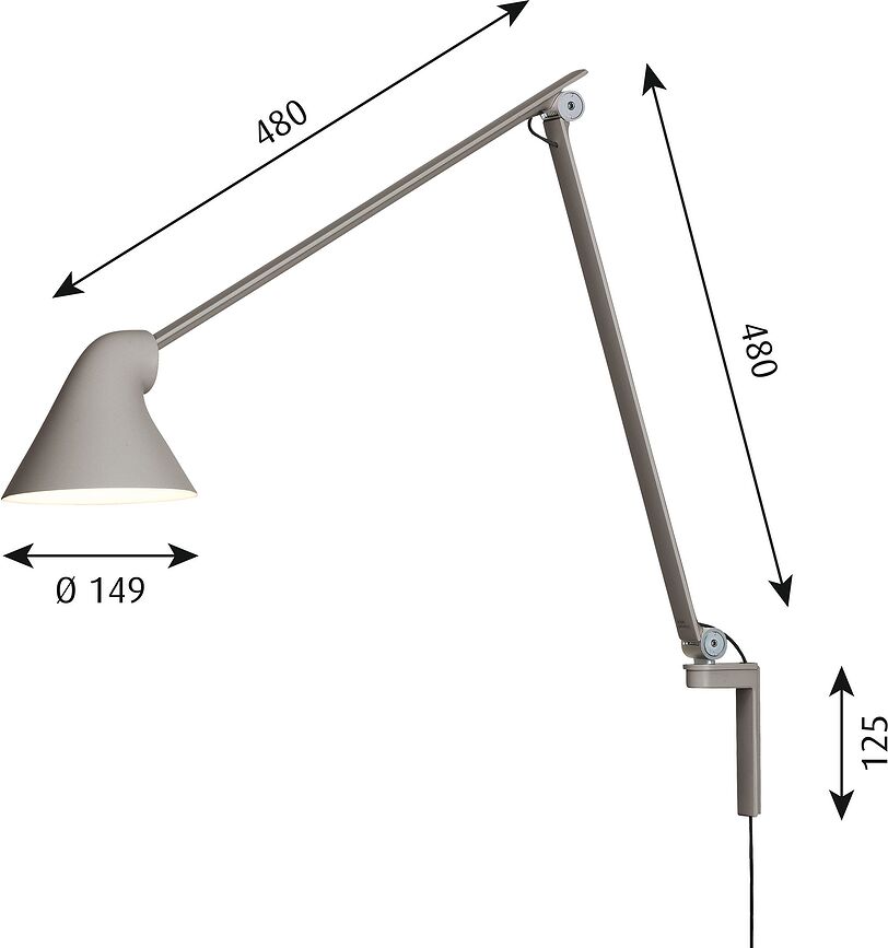 NJP Applique Murale à bras articulé LED, 2700 K, blanche