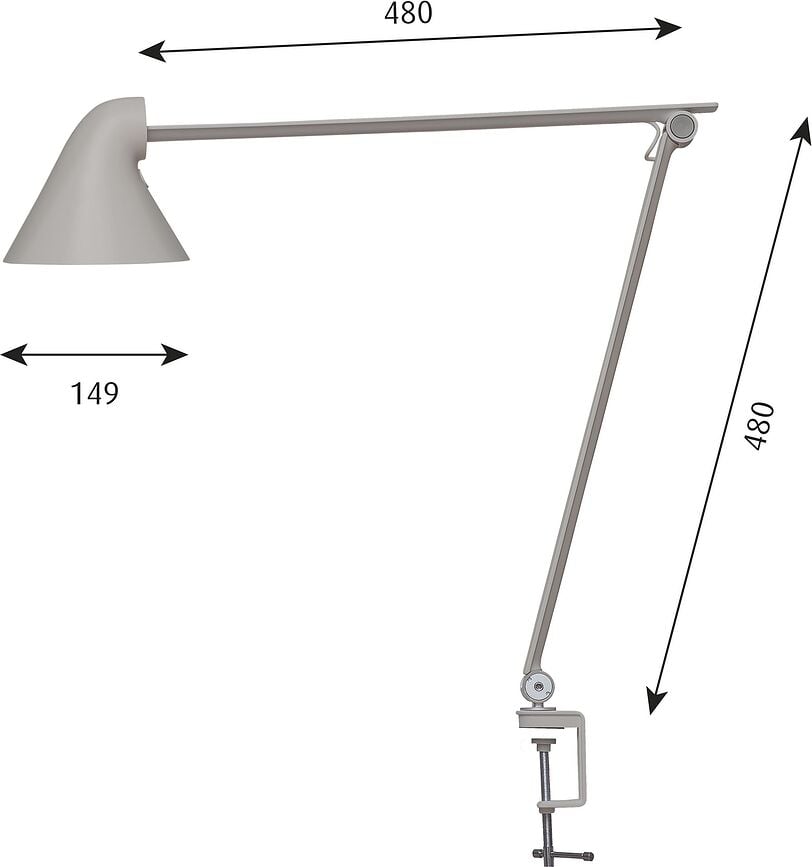 NJP Namizna svetilka s stranskim pritrdilom za mizo, LED, 2700 K, bela