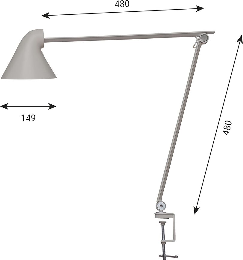 NJP Φωτιστικό Γραφείου LED, με σφιγκτήρα, 2700 K, λευκό