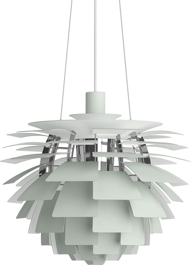 PH Artichoke Suspension 48 cm, vert sauge, finition chromée