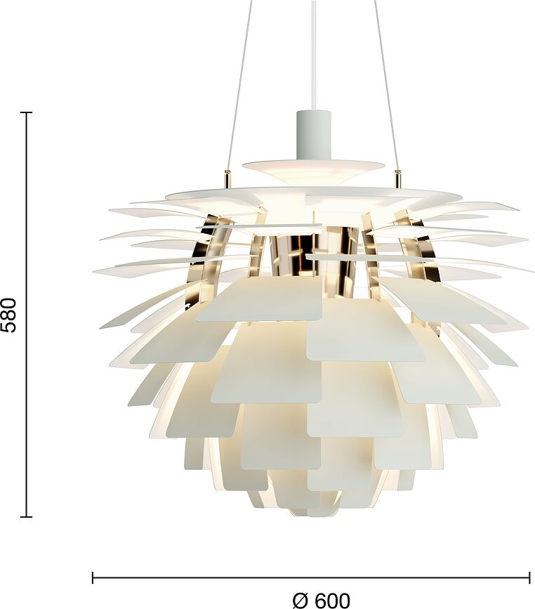 PH Artichoke Suspension 60 cm, blanche, laiton