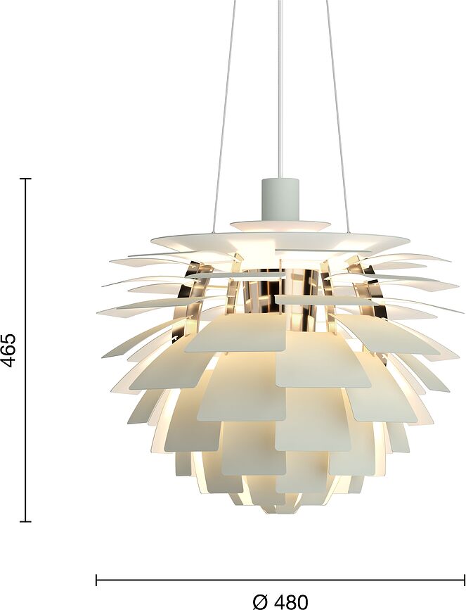 PH Artichoke Viseća Lampa 48 cm bijela mjed