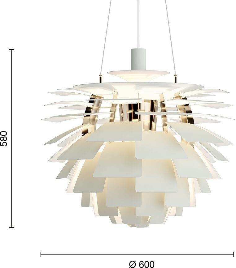 PH Artichoke Viseća Lampa 60 cm bijela mjed
