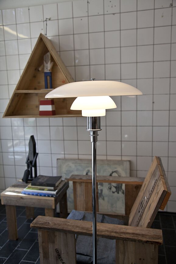 PH Lampadaire avec abat-jour en verre, 33 cm, laiton