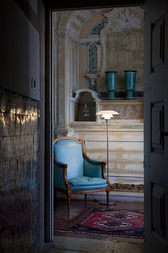 PH Lampadaire avec abat-jour en verre, 33 cm, laiton