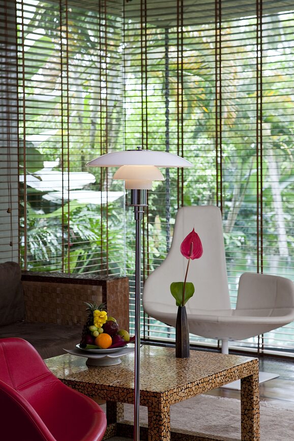 PH Lampadaire avec abat-jour en verre, 33 cm, laiton