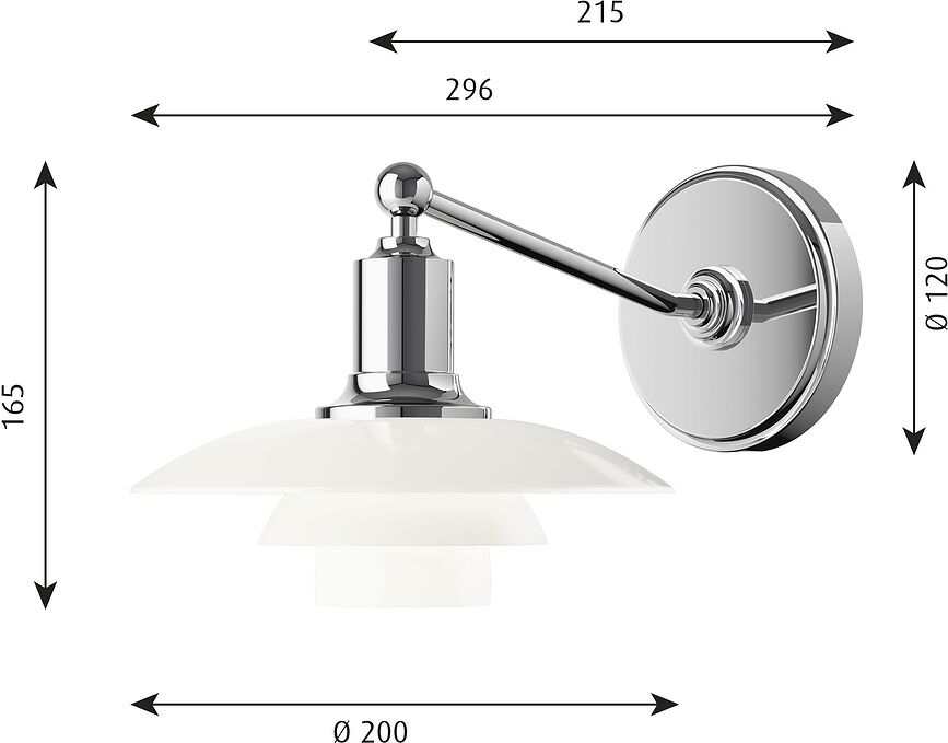 PH Zidna Lampa kromirana bez vidljivog kabela i prekidača 20 cm