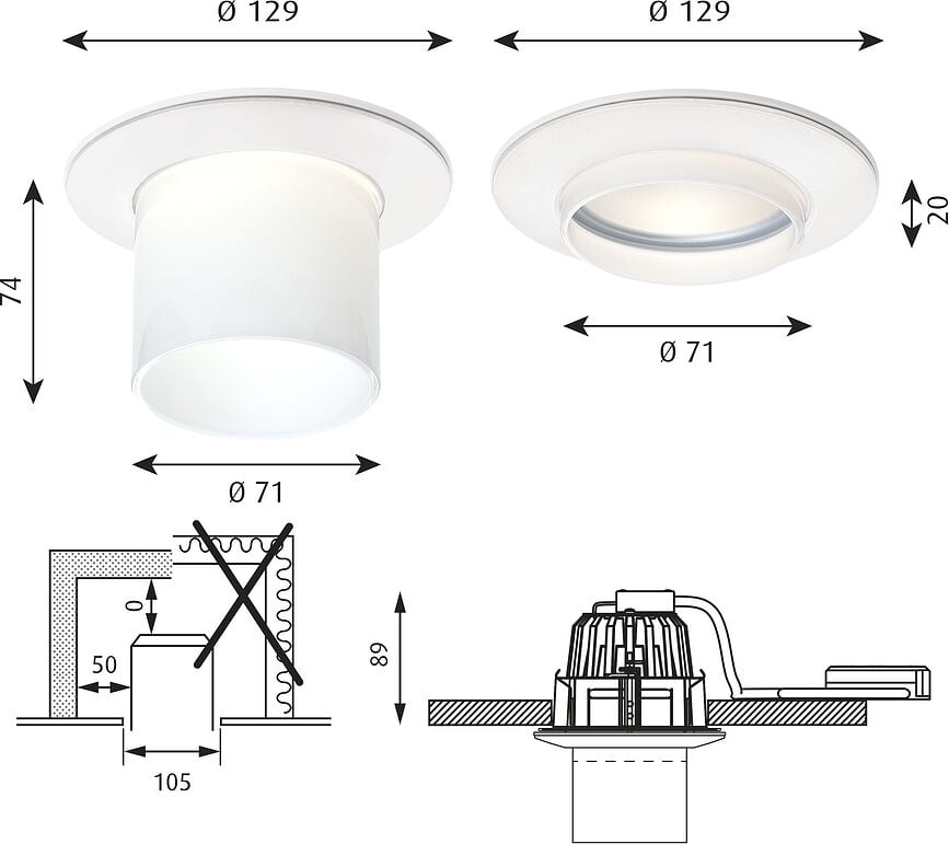 Plafón LED Ah Mini, 3000K, alto, con control Dali