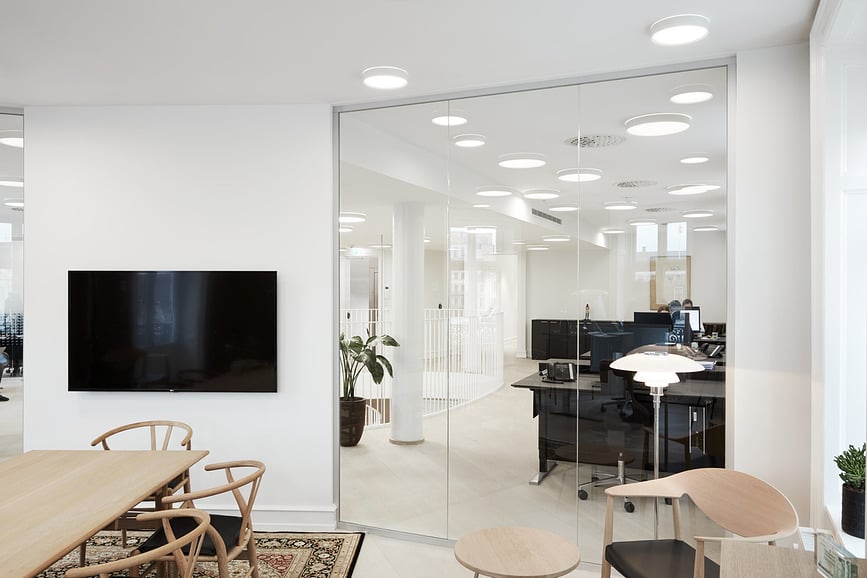 Plafón LED de superficie Slim Round, 44 cm, 4000K, blanco, Alto Rendimiento (HO), con control Dali y difusor prismático