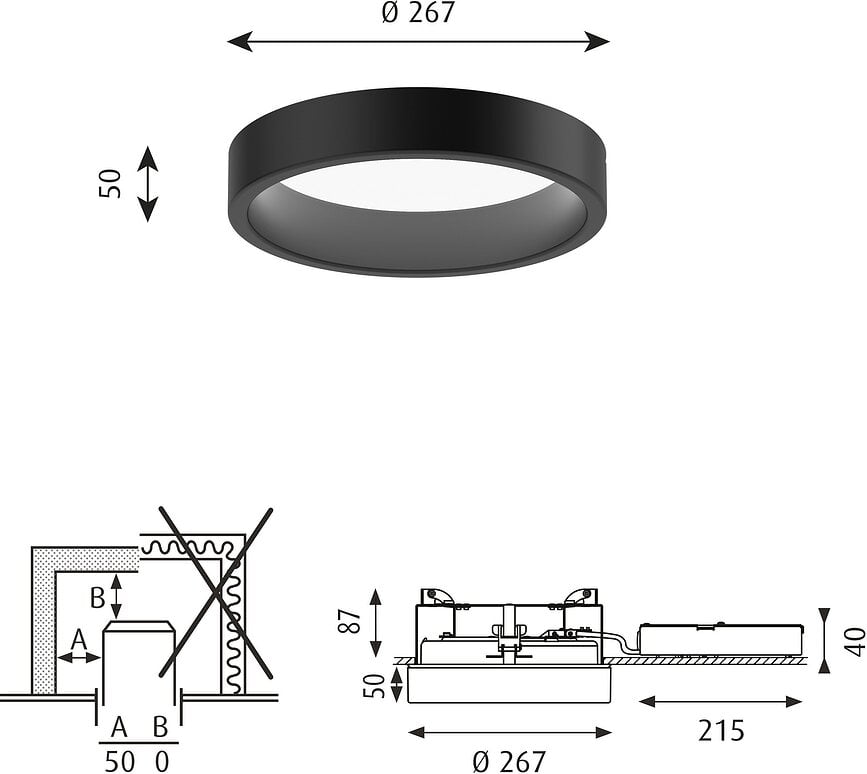Plafón LED semiempotrado Circle, 26,7 cm, blanco