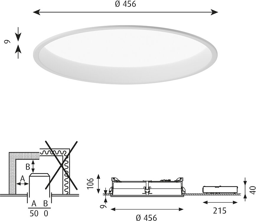 Circle Recessed Φωτιστικό Οροφής LED χωνευτό, στρογγυλό, 4000K, 45,6 cm, λευκό