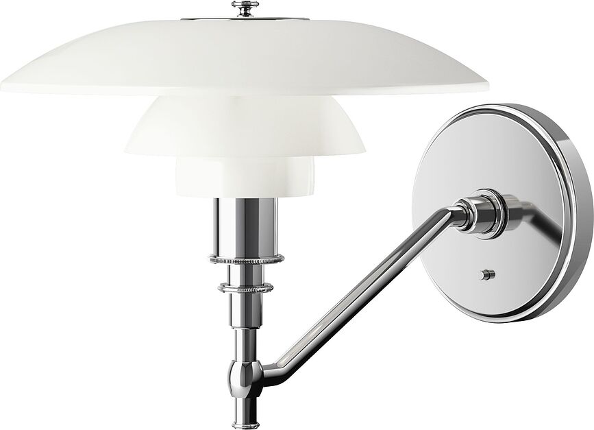 Sieninis šviestuvas PH su įjungimo/išjungimo jungikliu, be matomo kabelio chromo spalvos 28,5 cm