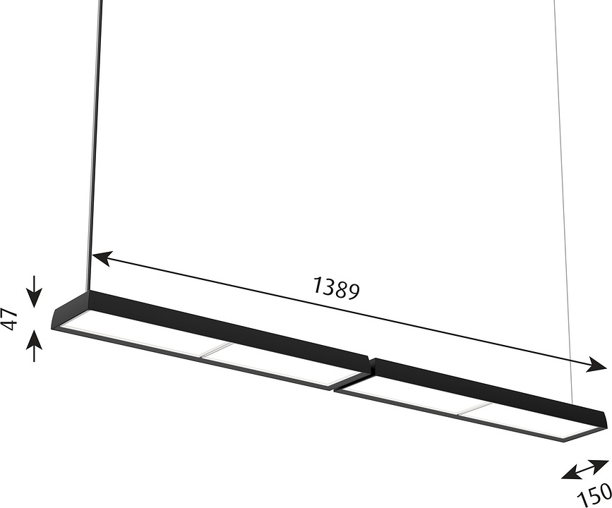 Slim Box Suspended Double Viseča Svetilka LED, 4000K, bela, z opalnim difuzorjem, krmiljenje Dali