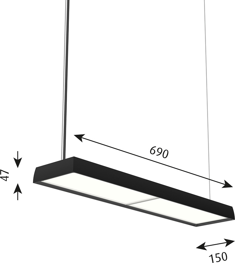 Slim Box Suspended LED KA HO Suspension, avec diffuseur microprismatique, contrôle Bluetooth, blanche