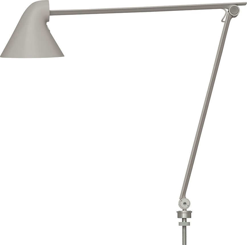 Stalo lempa NJP LED 3000 K su 10 cm skersmens stalviršio tvirtinimo priedu šviesiai pilkos spalvos