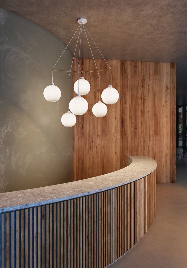 Sistema de Suspensión para 6 Lámparas Dependant 6, cruzado, blanco, latón