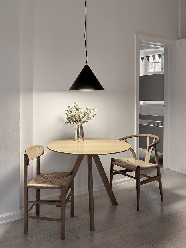 Suspension Keglen LED 2700K 17,5 cm, noire, contrôle d'éclairage Dali