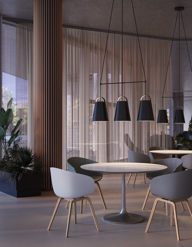 Suspensión de Techo Dependant 3, de 3 luces, lineal, latón, blanca