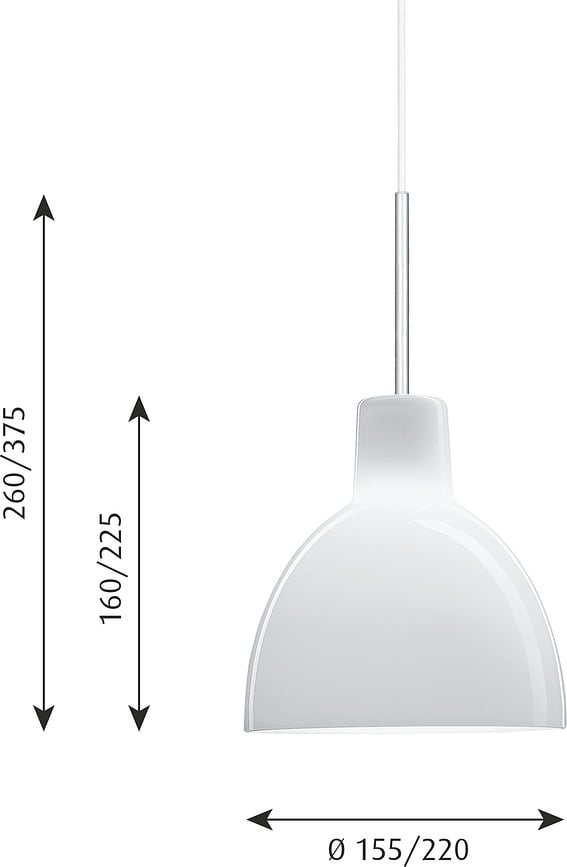 Toldbod Lampa viseća 22 cm staklena bijela