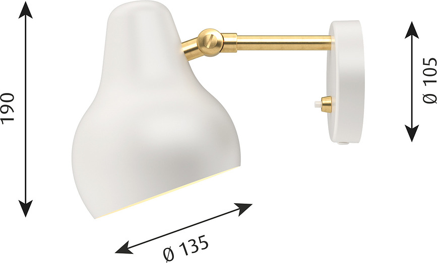 VL 38 Applique Murale LED, 2700K, noire