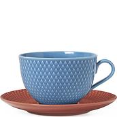 Filiżanka do herbaty Rhombe niebieska ze spodkiem