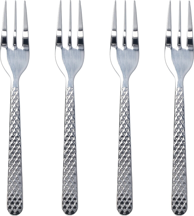Fourchettes à gâteau Rhombe Cake argentées, lot de 4