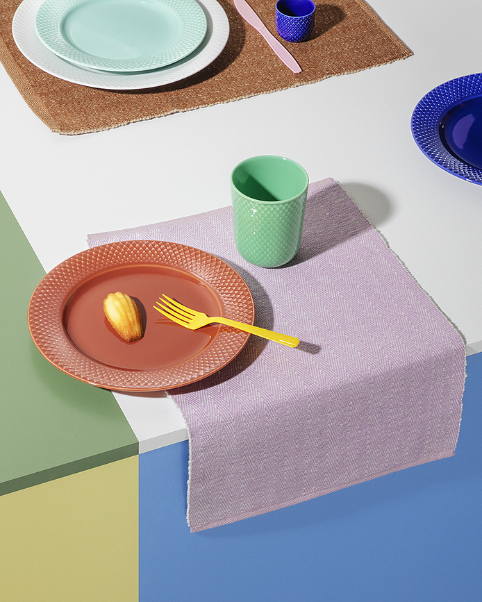 Herringbone Set de Table en matière recyclée, bleu