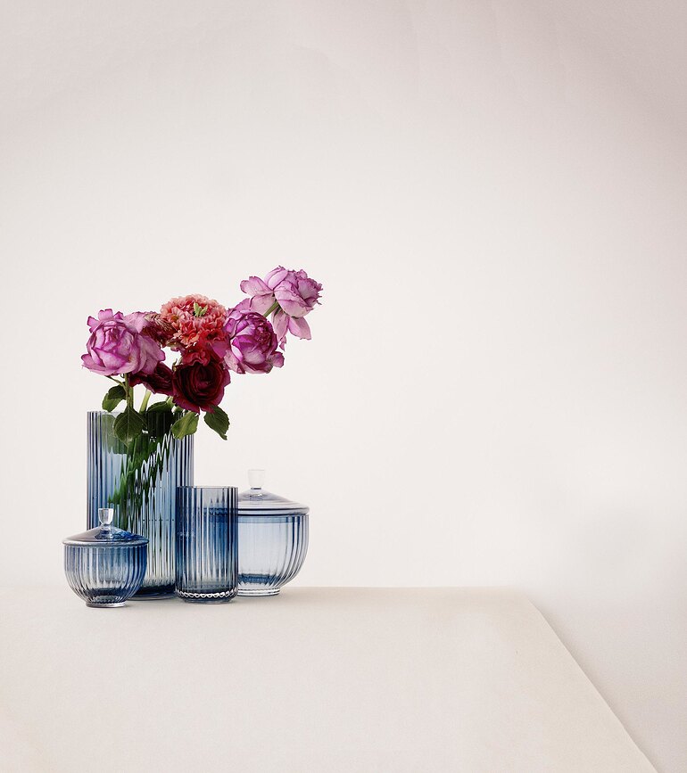 Jarrón de cristal Lyngby, 25 cm, azul