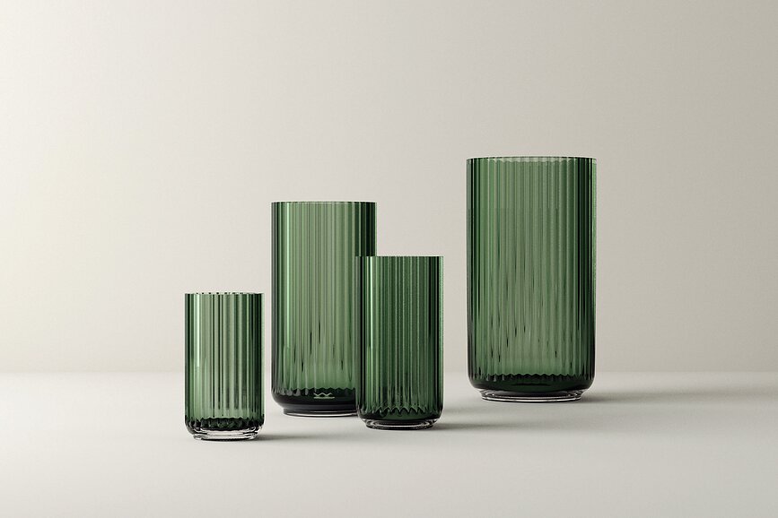 Lyngby Vase, 38 cm, vert copenhagen, verre