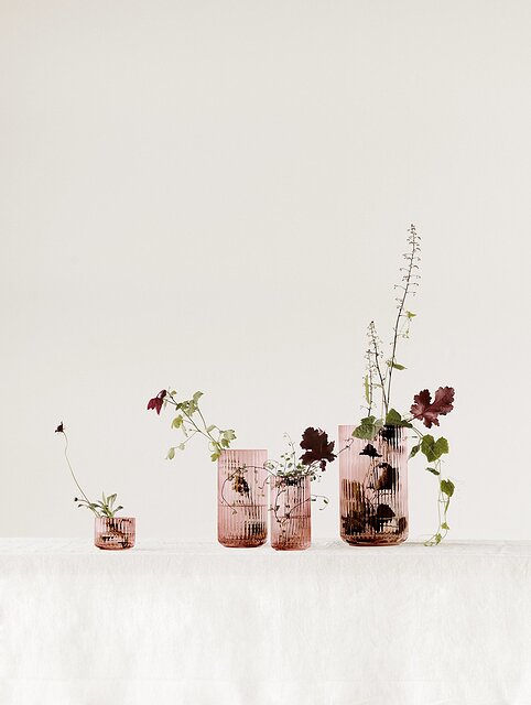 Lyngby Porcelæn Glass Vase, Burgundy, H: 8.1