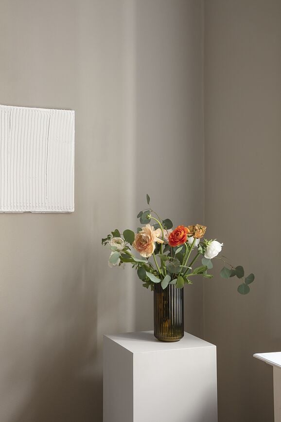 Lyngby Vaza, steklena, olivna, 15,5 cm