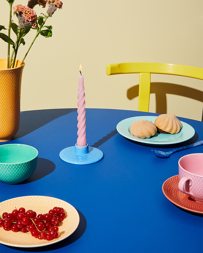 Portavelas para vela clásica Rhombe, azul