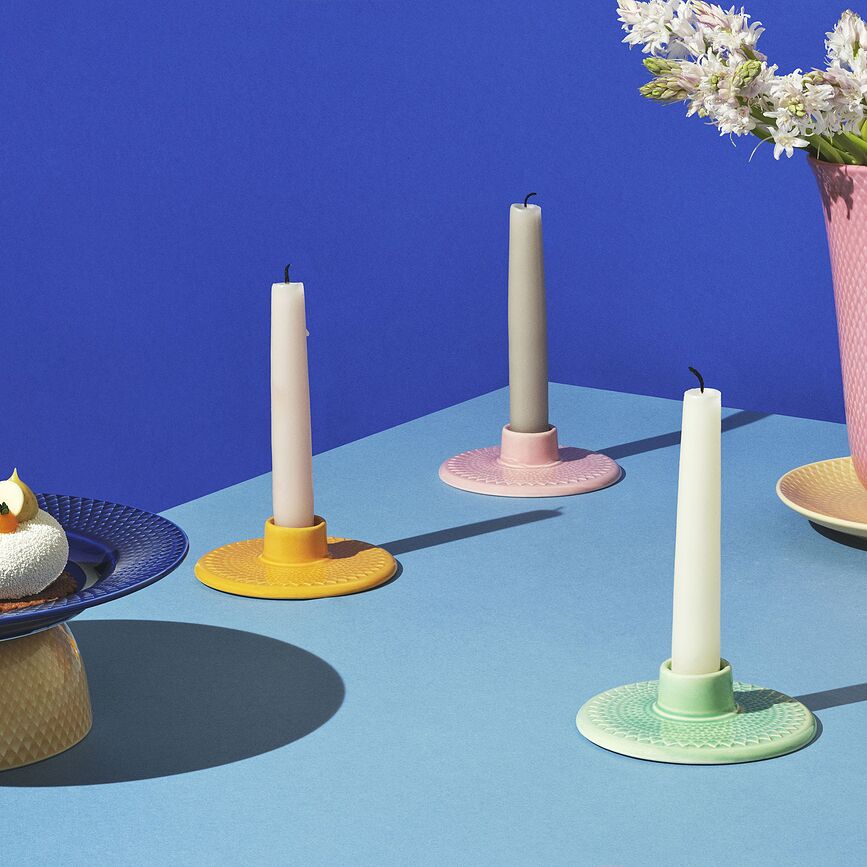 Portavelas para vela clásica Rhombe, azul