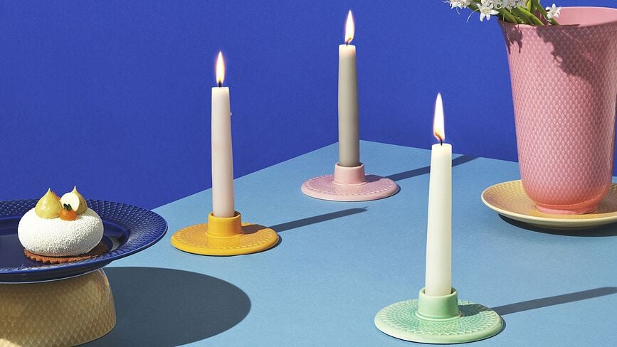 Portavelas para vela clásica Rhombe, azul