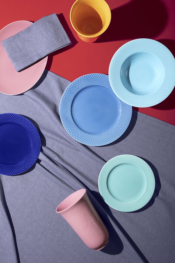 Rhombe Assiette Plate 27 cm, bleue