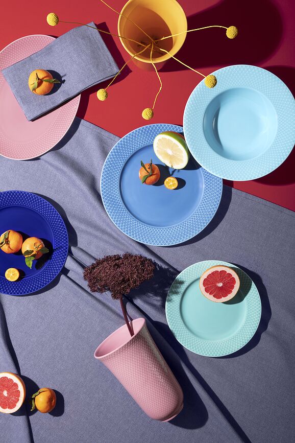 Rhombe Assiette Plate 27 cm, bleue